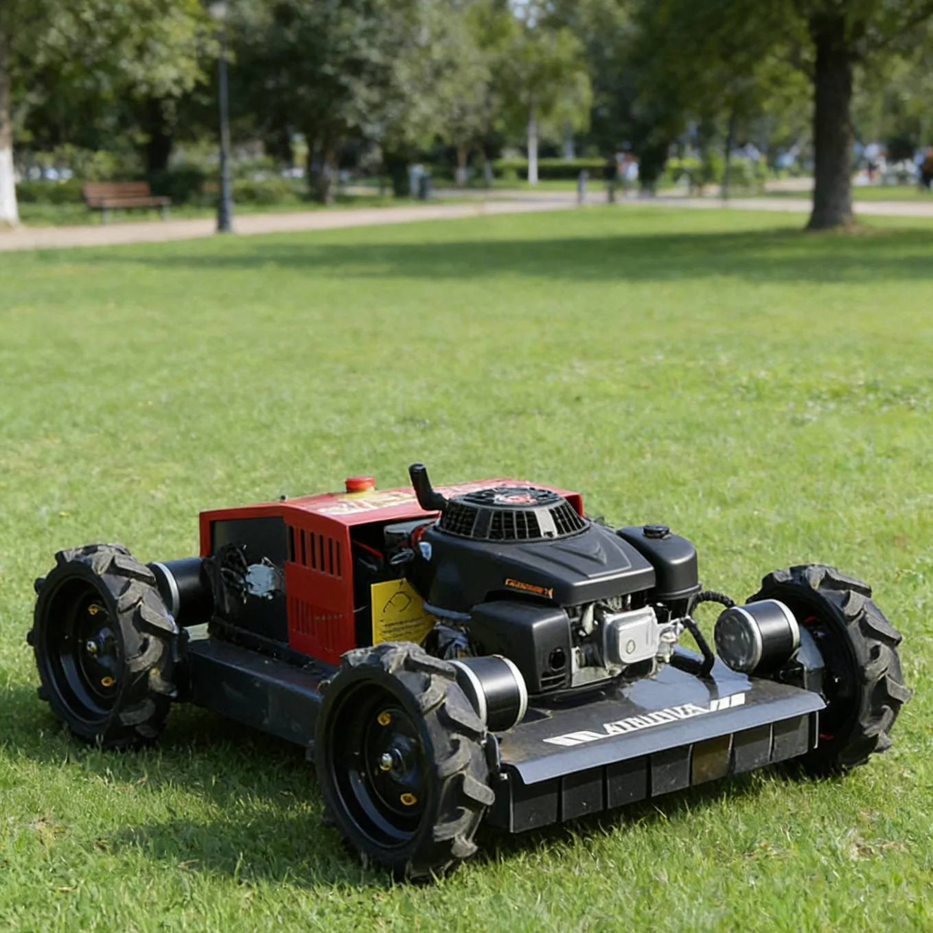 

Customized Wireless Automatic Remote Control Lawn Mower Smart System Reduce Manual Participation Improve Working Efficiency flai