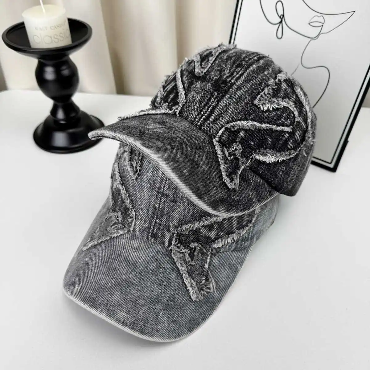 Men Women Personal Embroidered Wing Double-edged Blade Baseball Hats Sunshade Distress Versatile Street Peaked