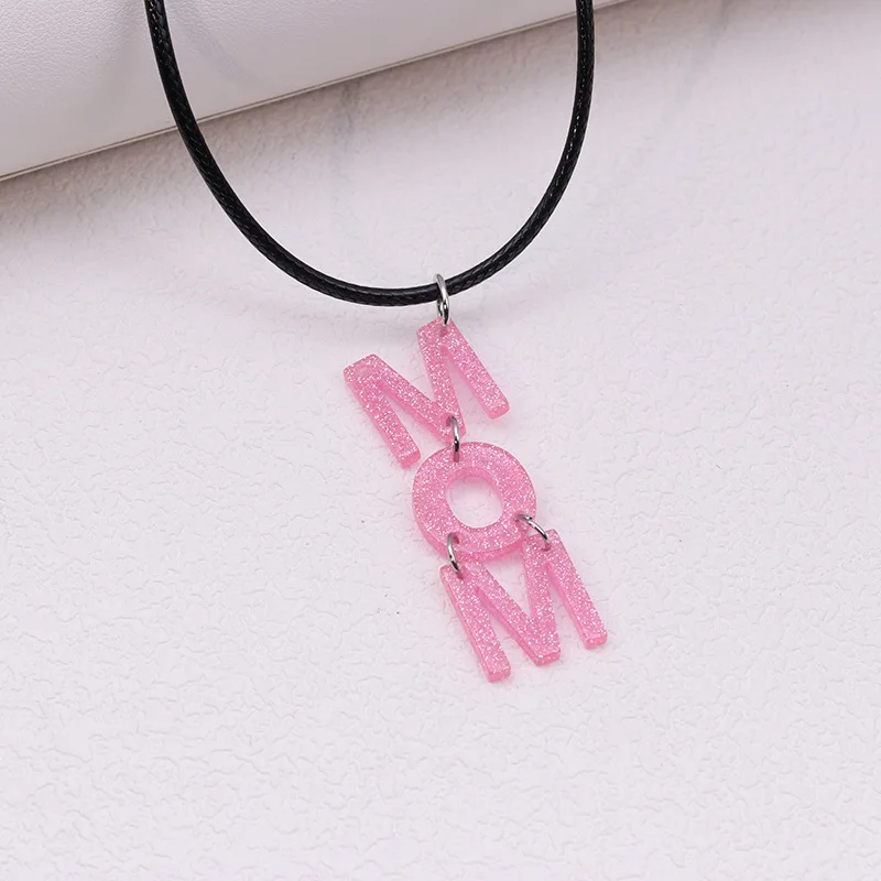 2024 Mother's Day new splicing necklace acrylic mom red love pendant popular jewelry gift for mom