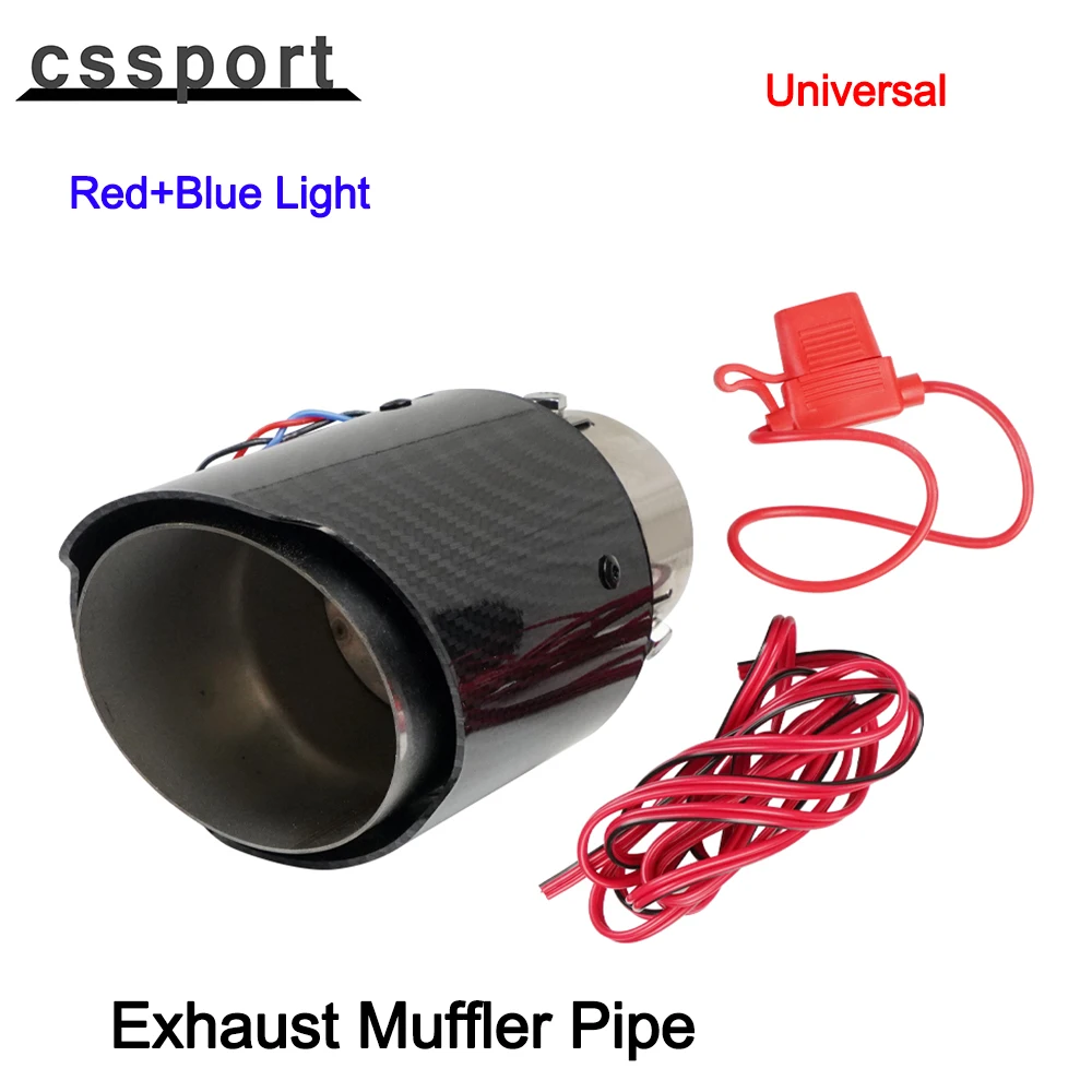 

Universal Car LED Exhaust Muffler Tip Pipe Flaming Modified Single Outlet Exhaust Pipe Tail Throat Red+Blue Light Non-Adjustable
