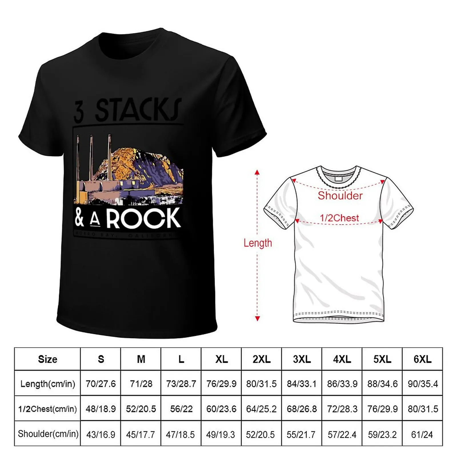 3 Stacks and A Rock (with text) T-Shirt Basic Lightweight Short Sleeve Tee