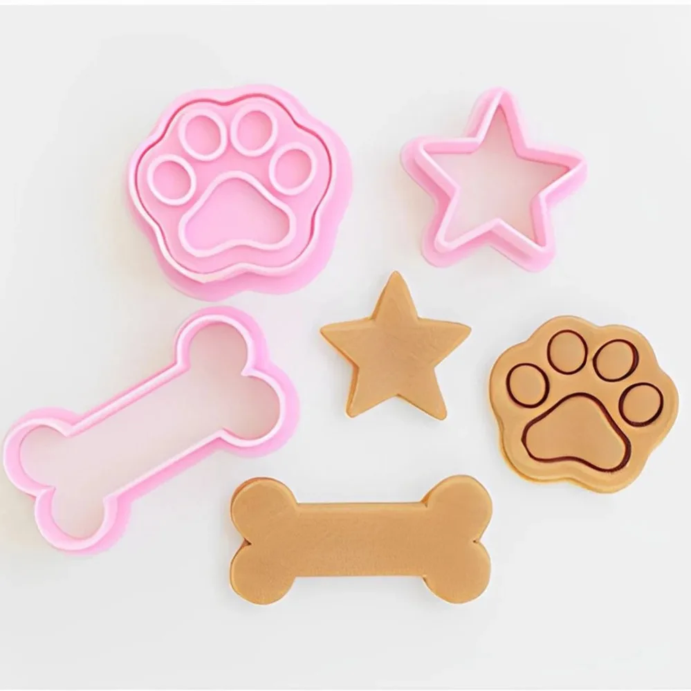 Cute Dog Cookie Mold Stamp Birthday Series Cookie Cutters Biscuit Mold Kitchen Baking Pastry Bakeware DIY Tools