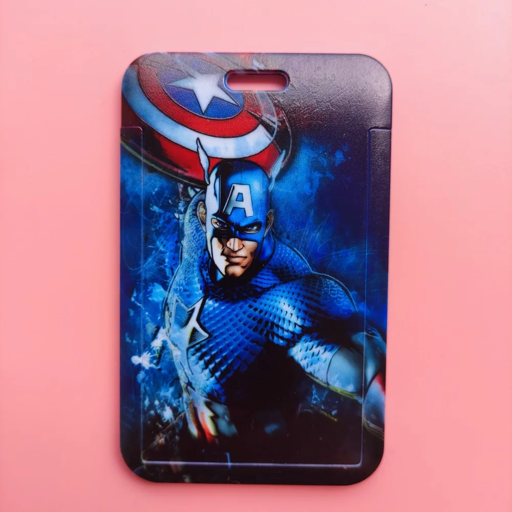 Disney The Avengers Tempat Kartu ID Lanyard Pria Bisnis Tali Leher Kasus Kartu Kredit Anak Laki-laki Pahlawan Super Penahan Lencana Klip Ditarik