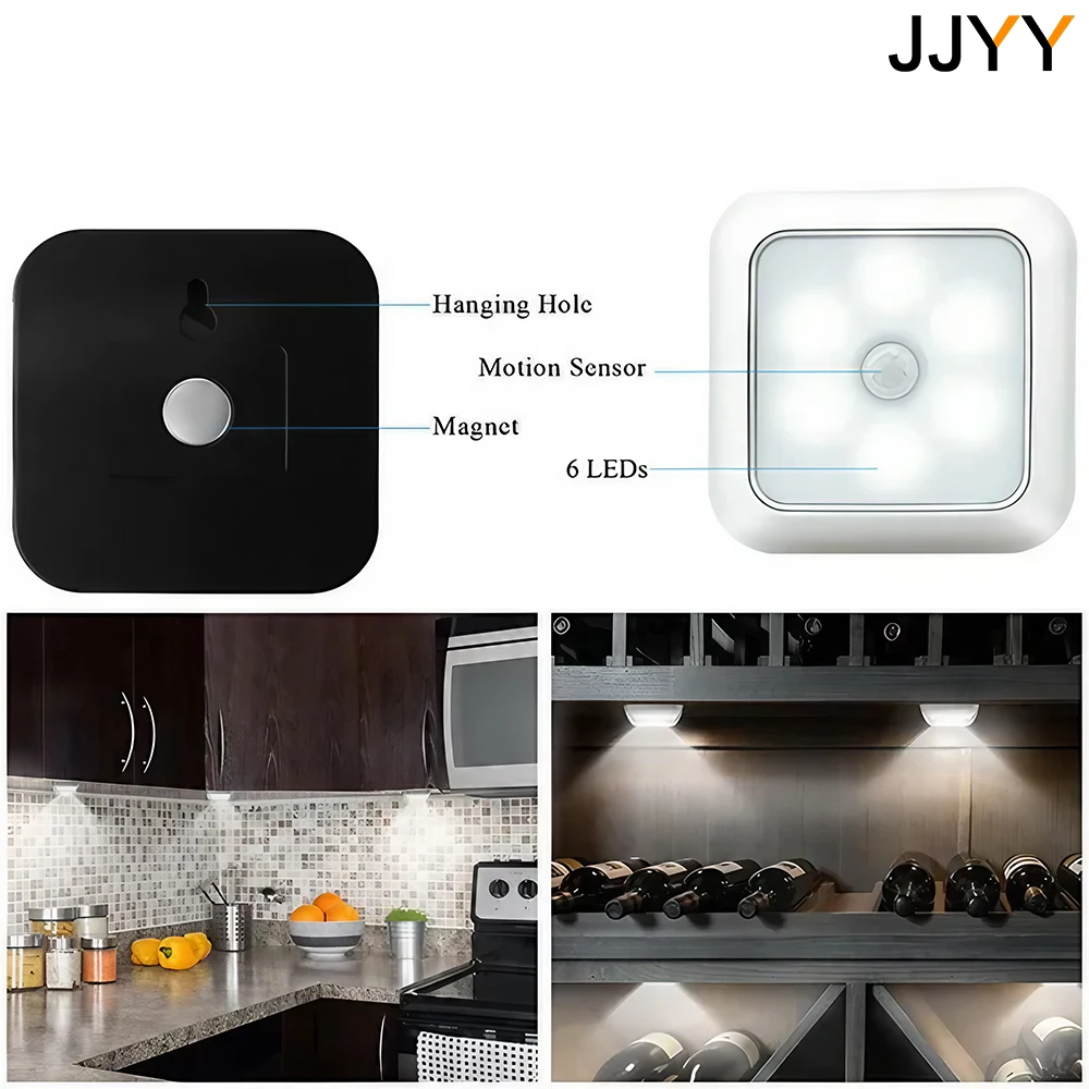 JJYY lampu malam LED Sensor, lampu malam cocok untuk lemari, lampu samping tempat tidur, toilet, tangga, kamar tidur, koridor rumah