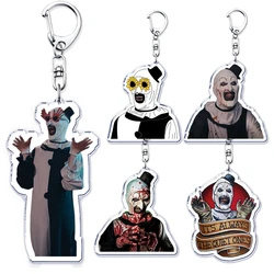 Horror Movie Terrifier Art The Clown Keychains Keyring for Accessories Bag Sunflower Glasses Clown Key Chain Jewelry Fans Gifts