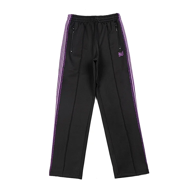 Arrival Blue Sweatpants Butterfly Embroidery Trousers Purple Webbing Track Stripe Zipper Street Men Women Oversize Pants