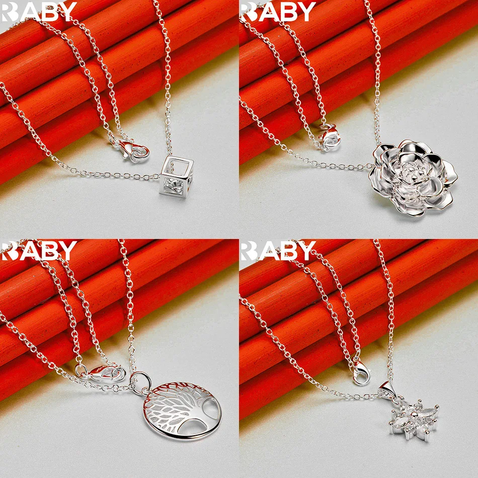 

URBABY 40-75cm 925 Sterling Silver Design Pendant Necklace For Women Men Anniversary Gift Popular Wild Fashion Romantic Jewelry