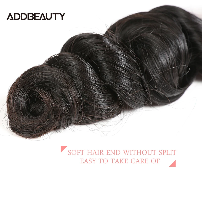 Addbeauty Loose Wave Raw Virgin Human Hair Bundles for Women 3/4pcs Brazilian One Donor Human Hair Weft Bleached Hair Weaving