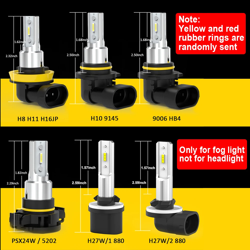 BMTxms-Canbus LED carro DRL luz de nevoeiro, H11, H8, H10, H16, 5202, PSX24W, 2504, 9006, HB4, 9005, HB3, 880, 881, H27, lâmpada de condução, branco e amarelo