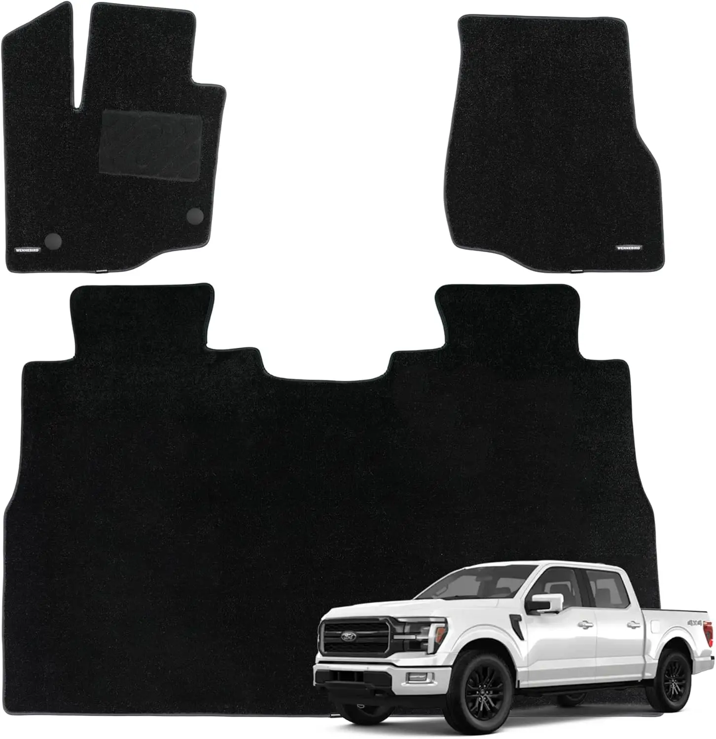 Carpet Floor Mats for 2015 - 2026 SuperCrew Cab, Black, 0.5-Inch Ultra-Thick, Noise-Reducing, All-Weather Waterproof Anti-Slip