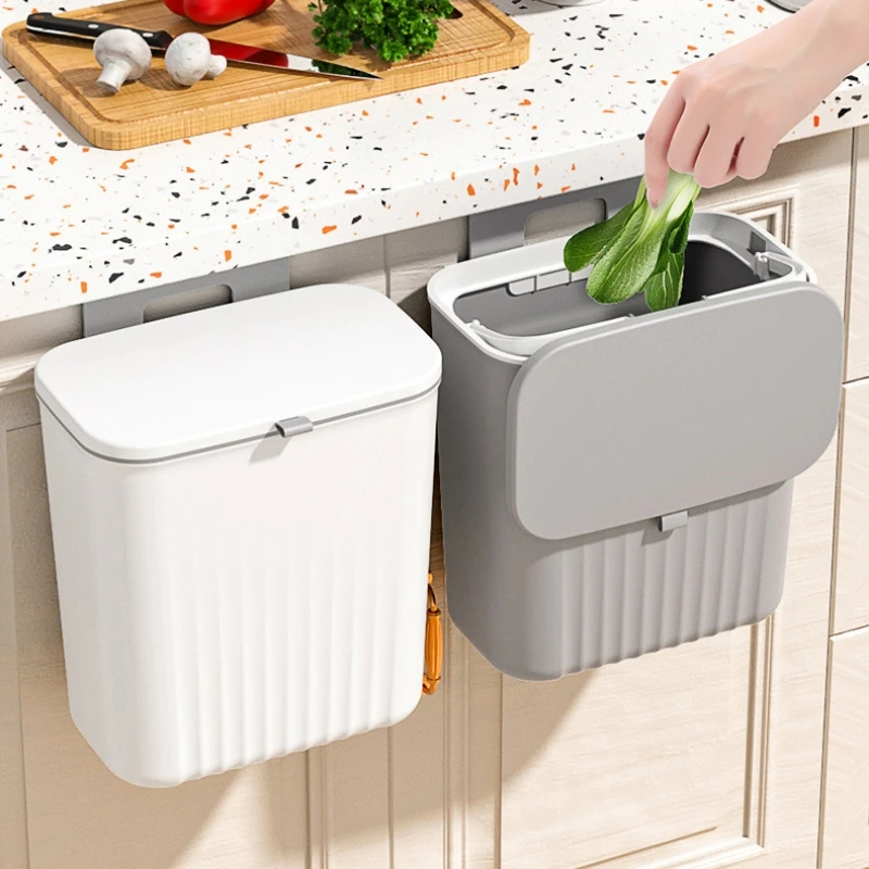 9L Kitchen Trash Can With Lid Domestic Toilet Bathroom Wall Hanging Gap Large Capacity Waterproof Load-Bearing Dust Basket