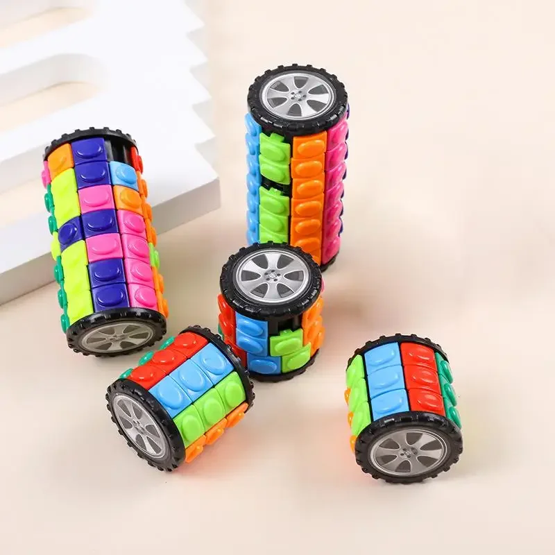 1Pcs Wheel Rotating Develop Intelligence DIY Cylindrical Puzzle 3D Corn Cube Tower 3/5/7 Layers Cylinder Stress Relief Toy