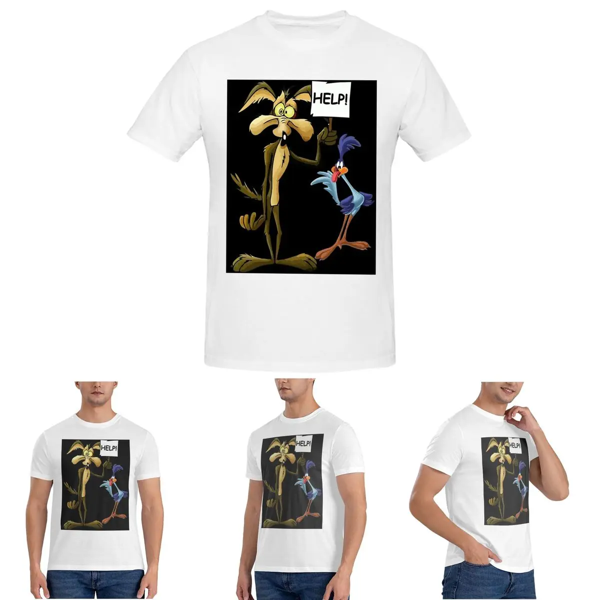 

Roadrunner Coyote T-Shirt for Men Cotton Oversized T Shirts Men's Short Sleeve O-Neck Summer Clothes Tops S-6XL