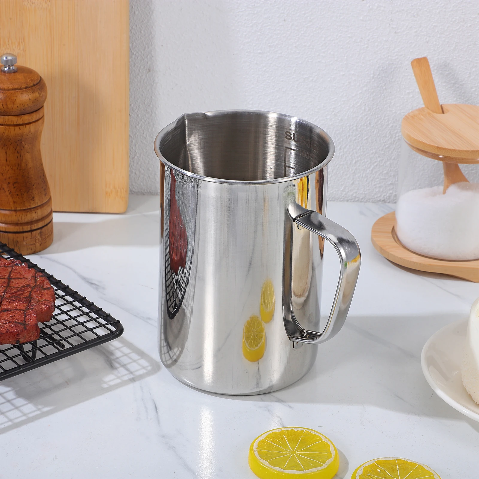 1000 مللي كوب قياس من الفولاذ المقاوم للصدأ أداة مطبخ مختبرية ناعمة قابلة لإعادة الاستخدام مقياس متدرج لمختبر القياس الصلب السائل #3