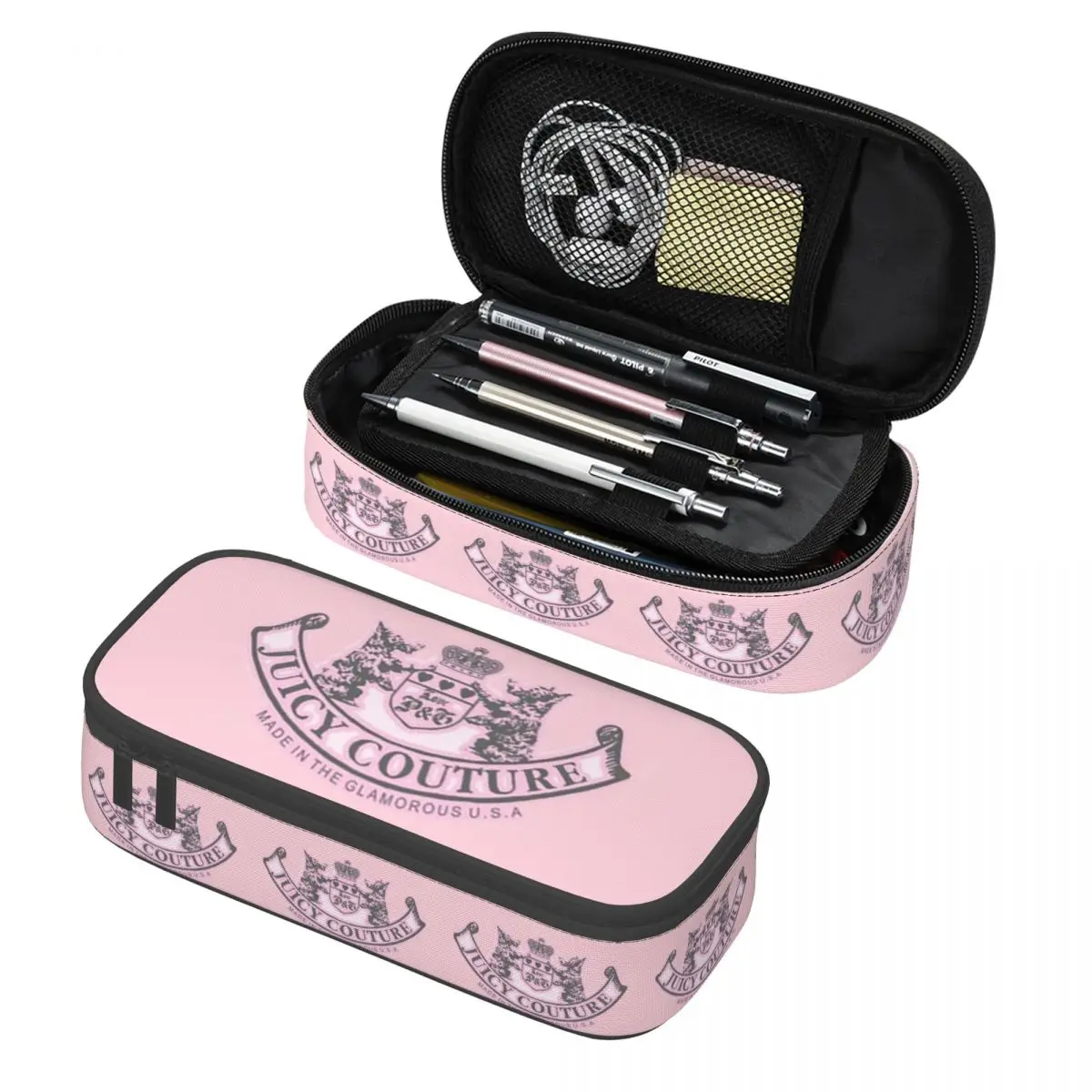 Estuche para lápices clásico Juicy Couture, bolsa para lápices, suministros de papelería, caja para bolígrafos de gran capacidad, bolsa para lápices para estudiantes