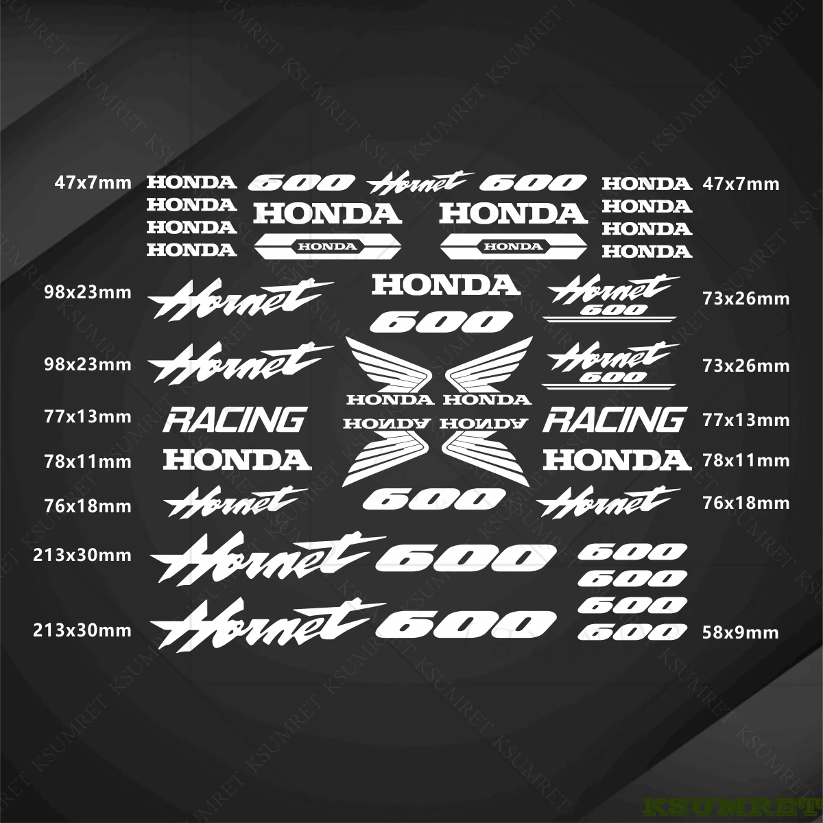 ملصقات شعار Honda للدراجات النارية 600 مقاومة للماء