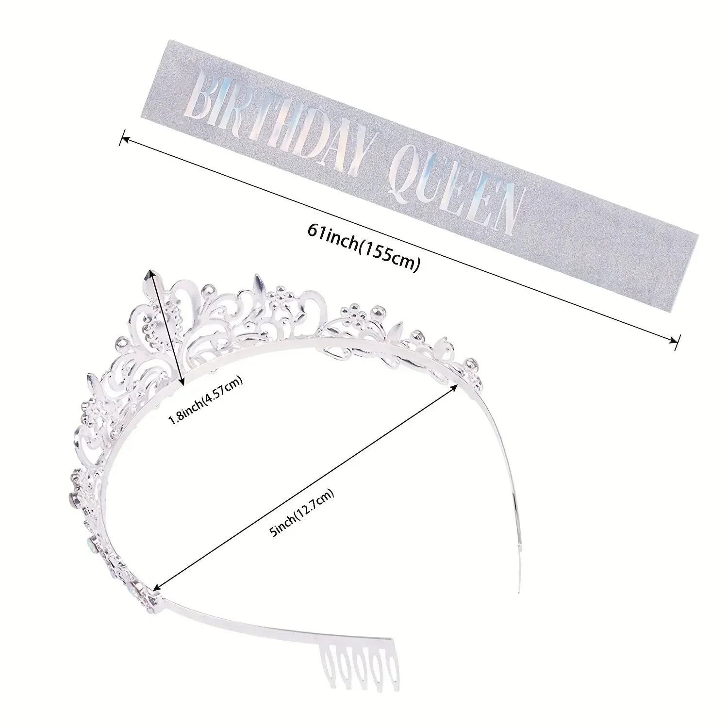 Bling Strass Kristall Krone Tiara Geburtstags kind Königin Schärpe und Krone für Frauen Geburtstags feier Dekoration Kit – Detail 8