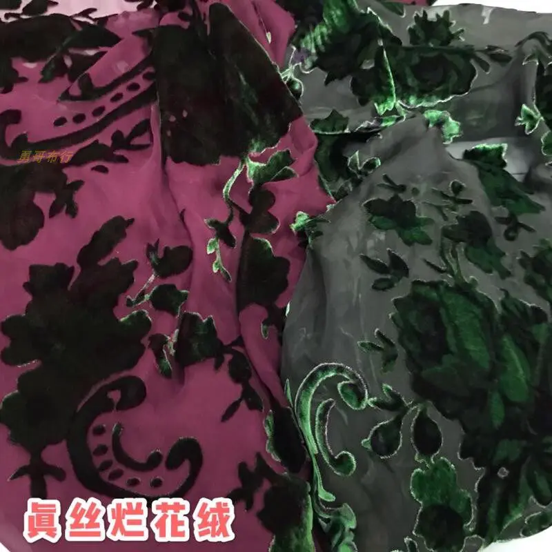 Tela de Terciopelo de Alta Gama, Verde Oscuro, Transparente, Terciopelo de Algodón con Fondo de Seda, Tela para Vestidos y Blusas