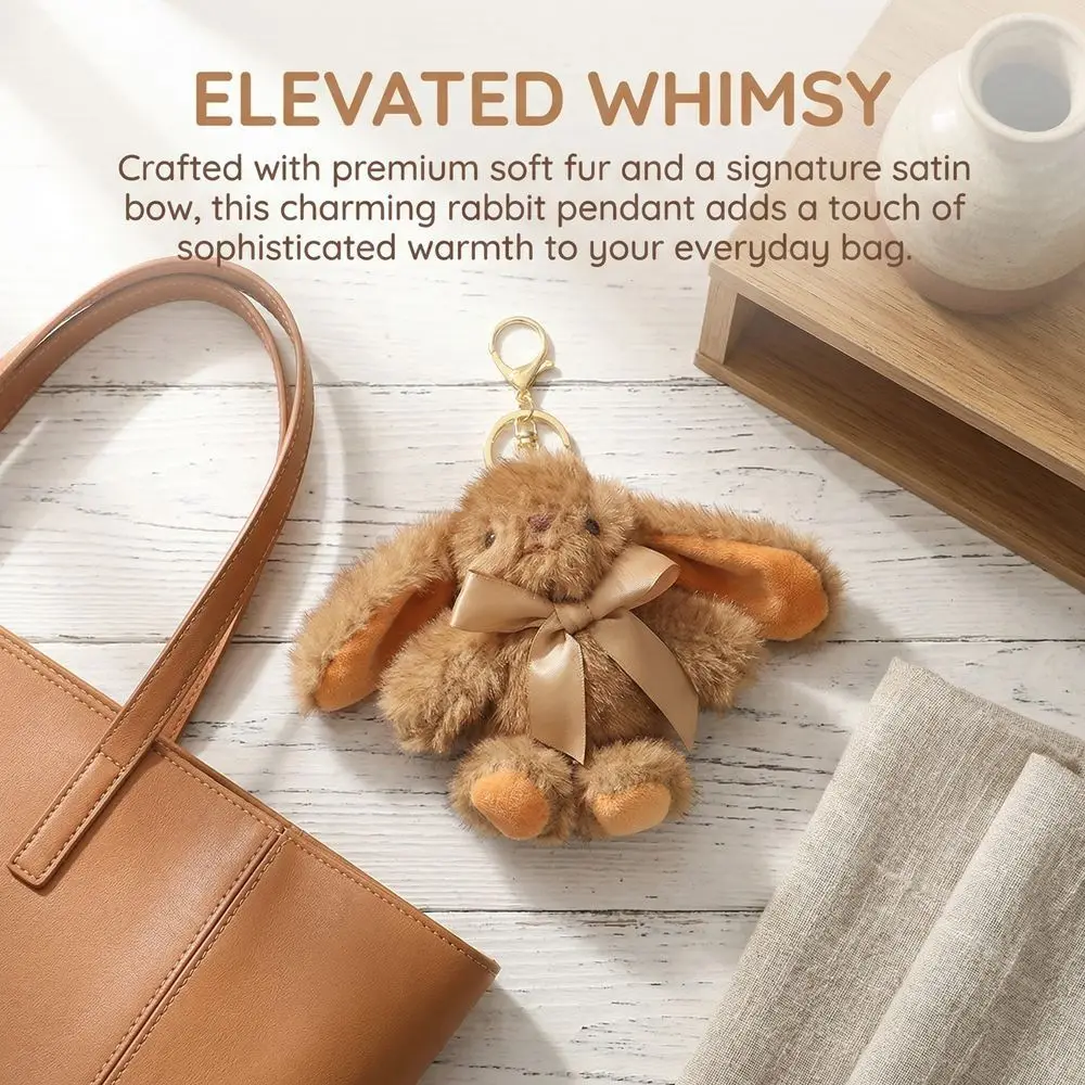 Pendant Cute Cartoon Rabbit Keychain Fur Decoration Easter Bunny Key Ring Colorful Pompom Animal Bag Charm Hanging Accessory