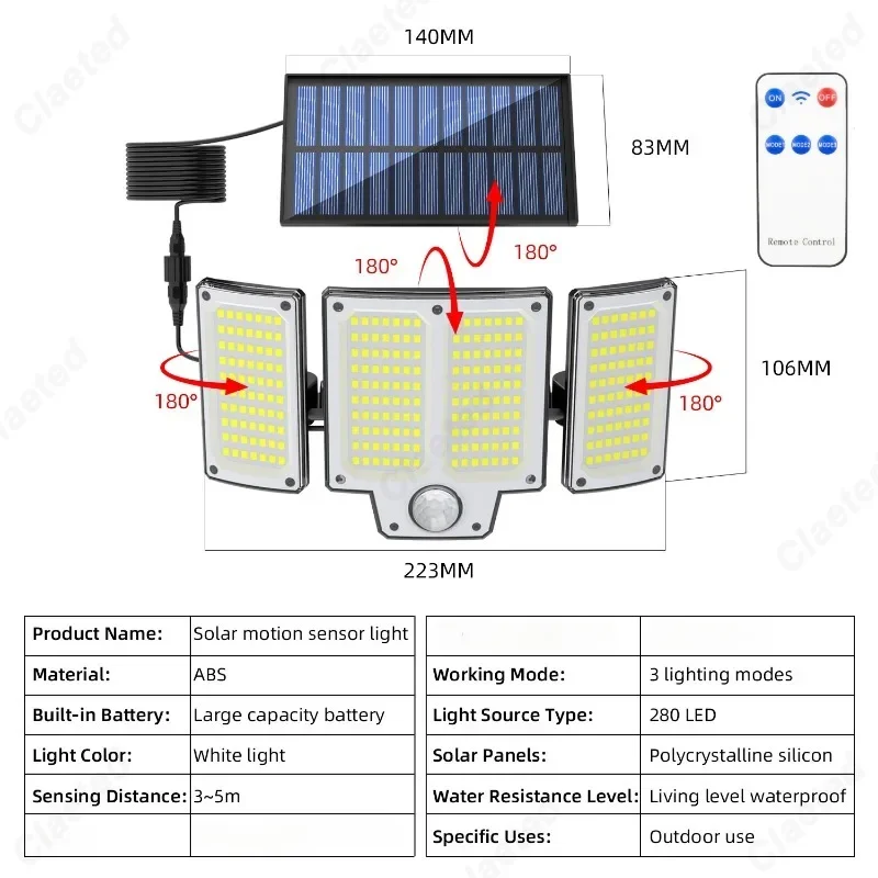 Creative New LED Solar Powered Human Body Sensing Split Wall Lamp for Outdoor Waterproof Courtyard Garden Emergency Lighting