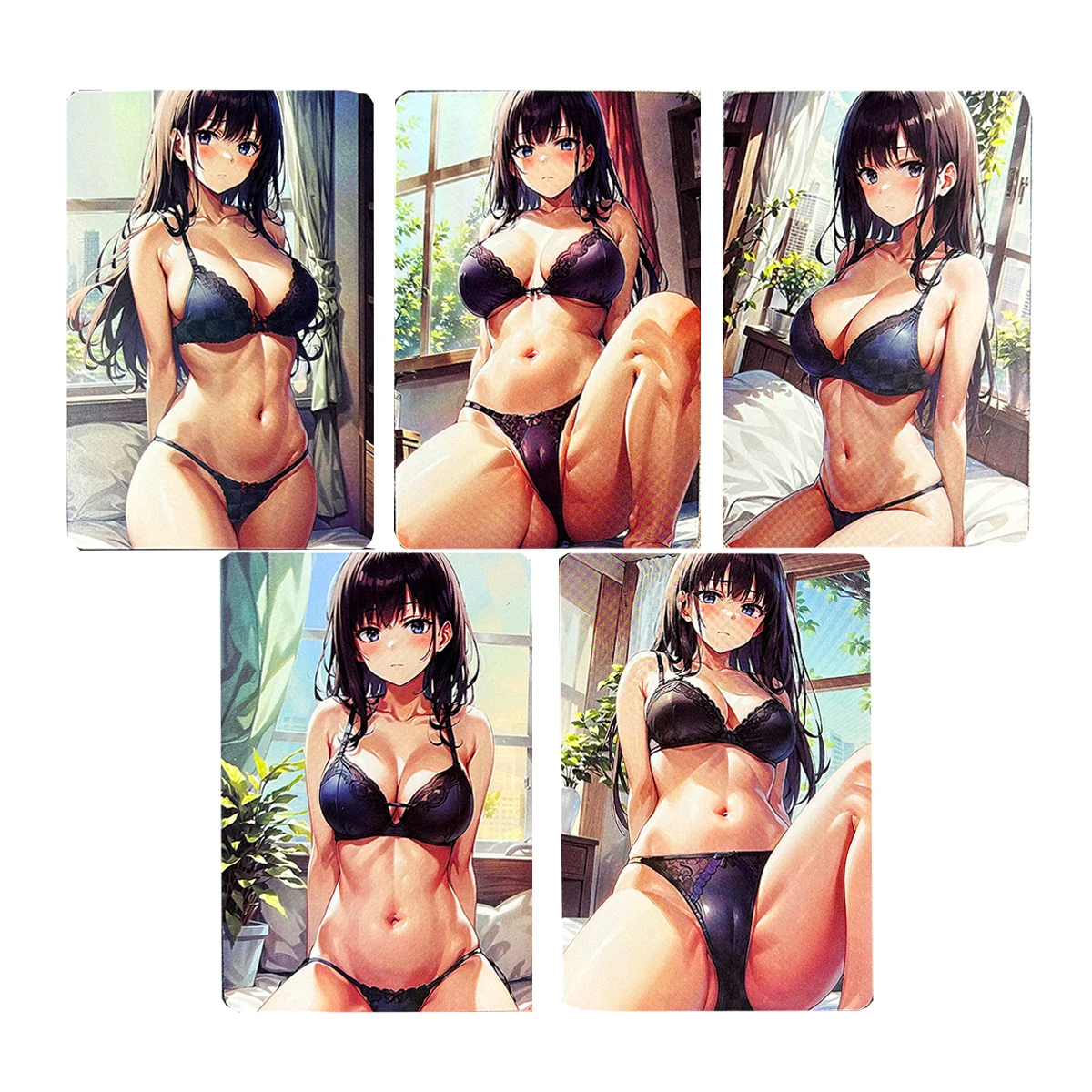 

Self Made 5Pcs/set Lycoris Recoil Inoue Takina Underwear Bra Collection Card Refraction Color Flash Card Anime Card Gift Toys