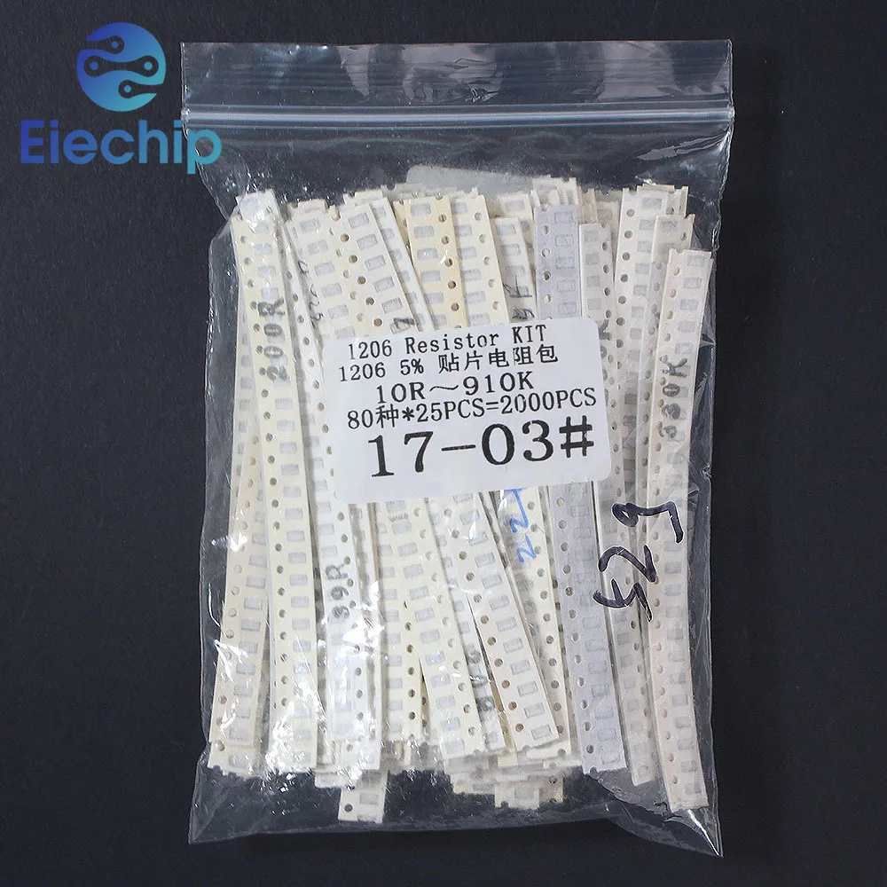 2000PCS 0805 1206 New Chip Resistance Assorted Set,80 Values SMD Resistor Kit 10 Ohm ~ 910K 5% Resistor 10 ohm 100 ohm 1K 10K