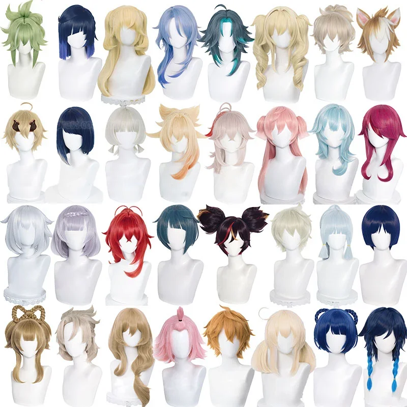 Peluca de Cosplay de alta calidad Kuki Shinobu Yelan Tartaglia Diluc Twenty Kazuha, barbie Xiao Kamisato Ayato Eula Klee