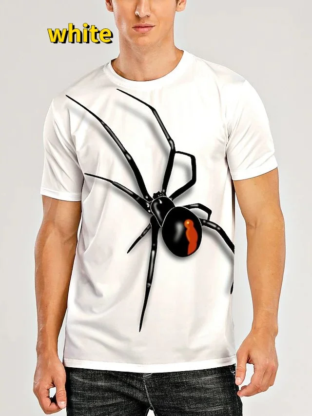 Novelty Horror Animal Spider 3D Printing T-shirt Fashion Casual Short Sleeve Funny Tee Tops