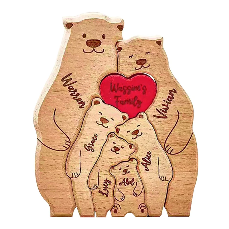 

Personalized Family Name Puzzles with 2-6 Names Custom Wooden Bear Puzzle with Name Customized Wooden Puzzle Gifts for Christmas