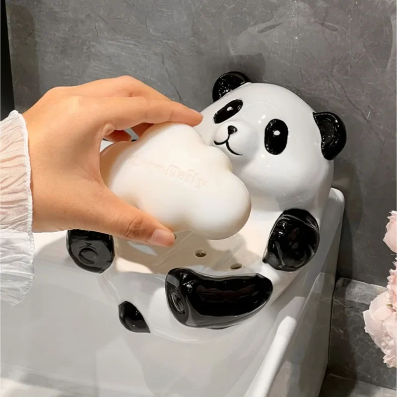 Nordic Bathroom Set Panda Soap Dish Ceramic Tissue Box Press-Head Lotion Dispenser Complete Bath Accessories Set