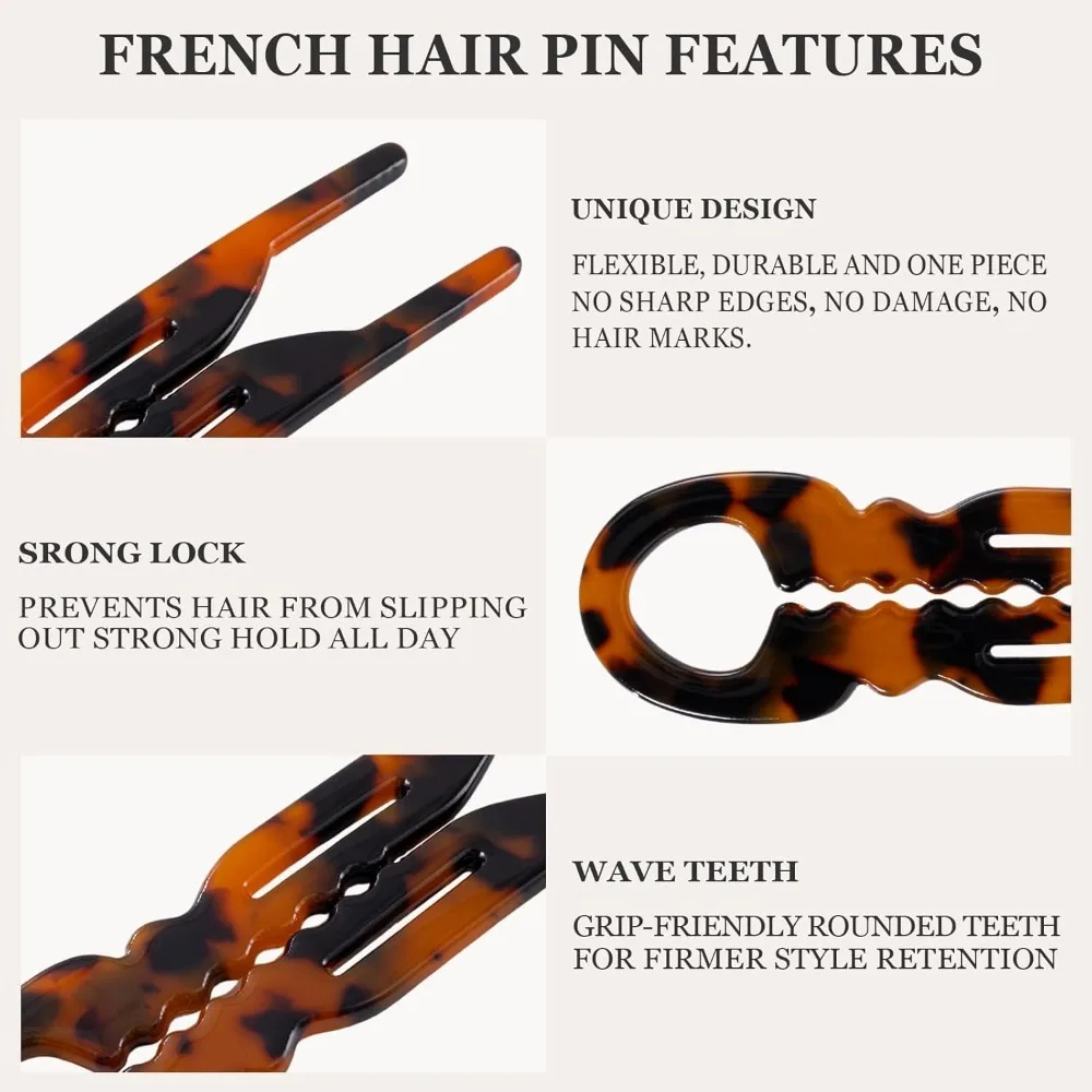 3 قطع من دبابيس الشعر الفرنسية من Sunolga للنساء، دبابيس شعر Lialys كبيرة 4.38 بوصة لجميع الشعر، شكل منحني لتناسب أفضل الرأس #3