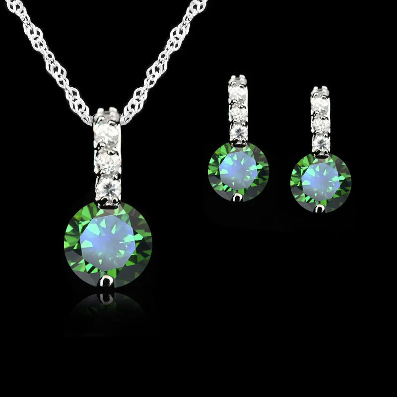 925 Sterling Silver  Jewelry Sets For Women Wedding Austrian Crystal Pendants Necklace Earrings Set For Female/Bridal