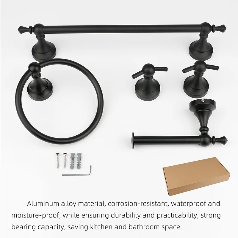 Bad Hardware Set Matte Schwarz Handtuch Bars Wc Papier Halter Handtuch Ringe Robe Handtuch Haken