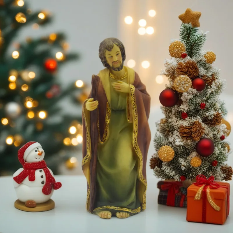 New Religious Holy Father Resin Figurine, Catholic Christian Character Statue, Christmas Home Desktop Ornament, Religious Festiv