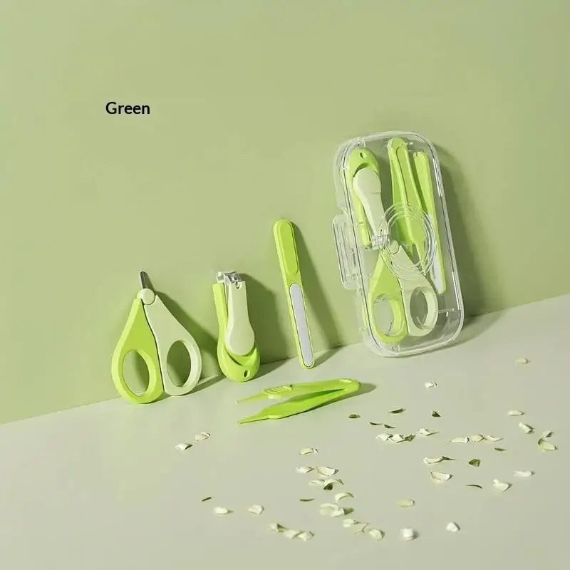 Mini Portable 4Pcs Infant Nail Clipper Set Newborn Baby Nail Scissor Trimmer Tweezer with Storage Box for Short Trips