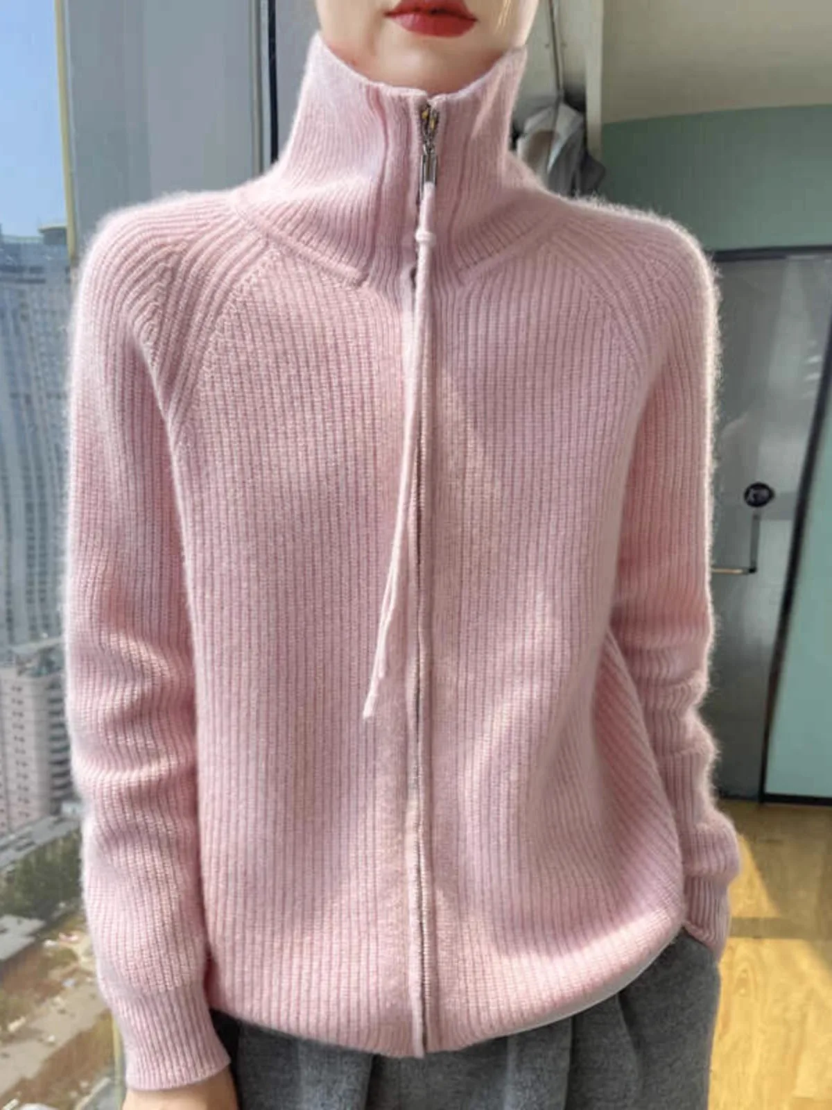 

Autumn Winter Thick Warm Turn Down Collar Fashion Solid Korean Knitted Cardigans Jumper Women Sweater 2025 Zipper Cardigans