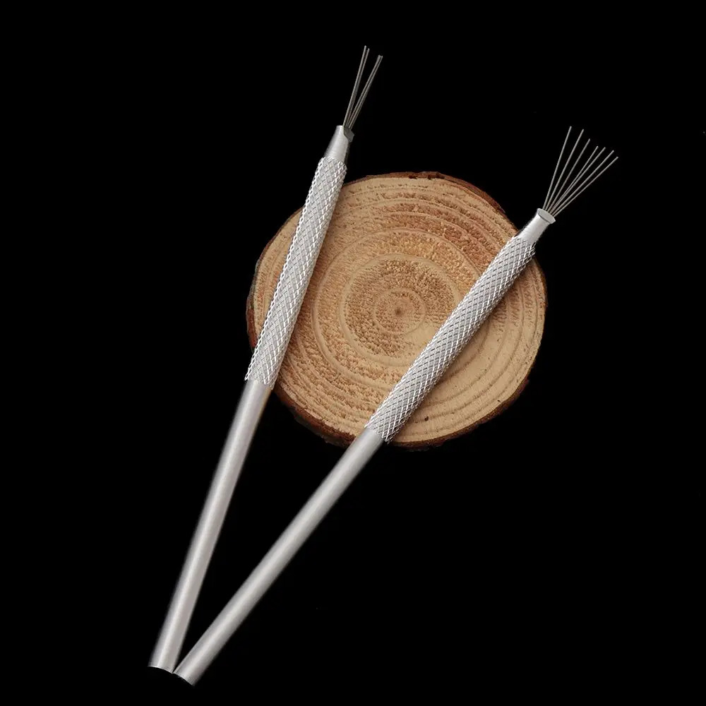 1/2/3pcs DIY Feather Wire Clay 7 Pins Sculpting Pottery Texture Brush Ceramics Tool