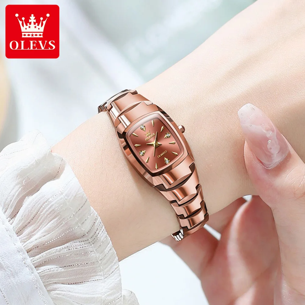 OLEVS 7006 Top Brand Tungsten Steel Women\'s Watch Luxury Rose Gold Women\'s Quartz Watch Elegant Temperament Women\'s Set Watch