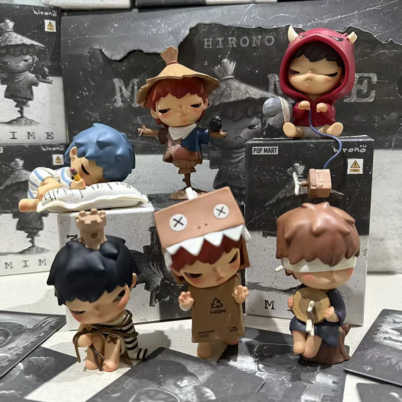 

Pop Mart Hirono Mime Series Mystery Box: Оригинальная коллекционная фигурка-сюрприз, аниме-модель, подарок для девочек