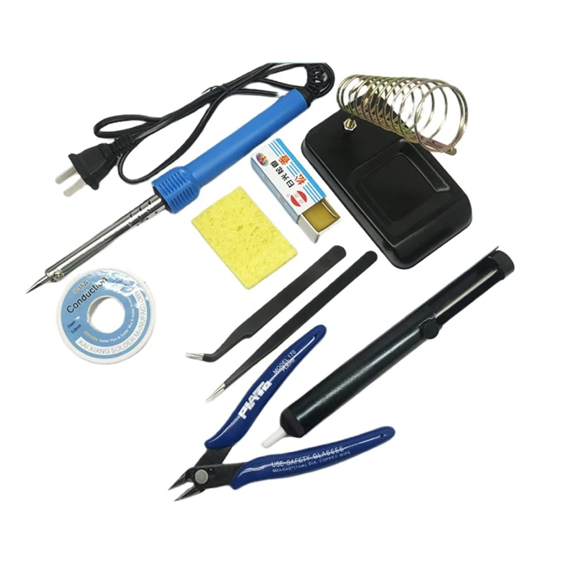 40W Electric Soldering Irons Set Lead-Free With Iron Stand Solder Wire Rosin Tweezers Repair Welding Tools For Electronics