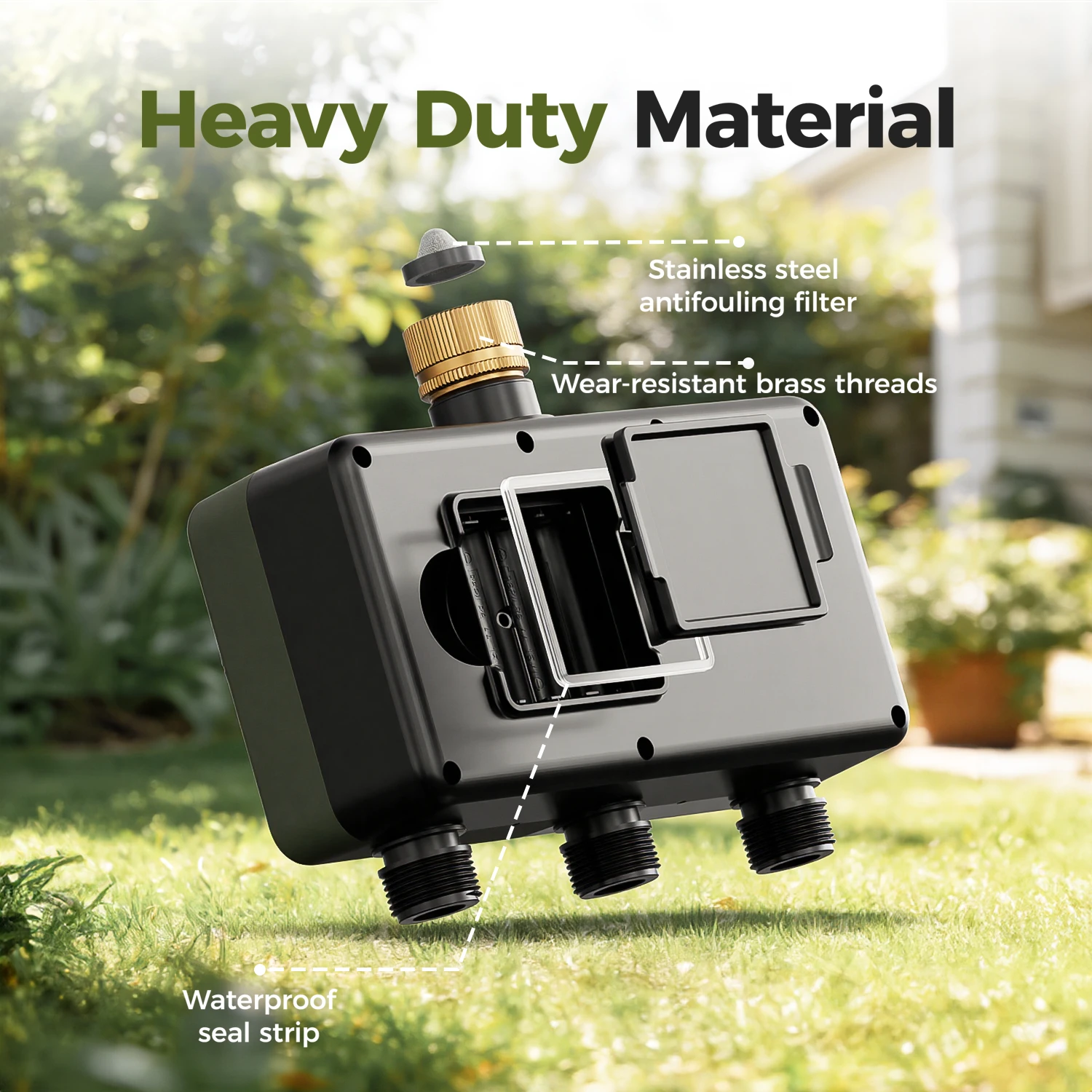 Diivoo Water Timer 3 Zones Brass Inlets Programmable Automatic Irrigation Timer Rain Delay Manual Watering for Garden Lawn Yard