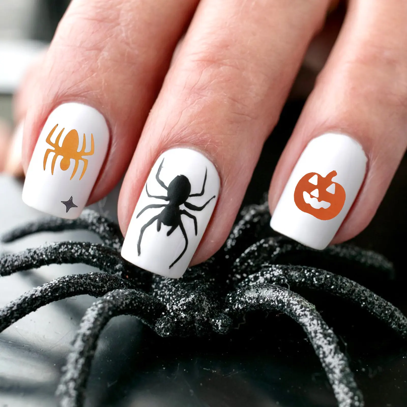 

3 Boxes Halloween Nail Art Glitter Sequins Pumpkin Skull Nail Decors for DIY Manicure Natural Fake Nails Salon Home Use