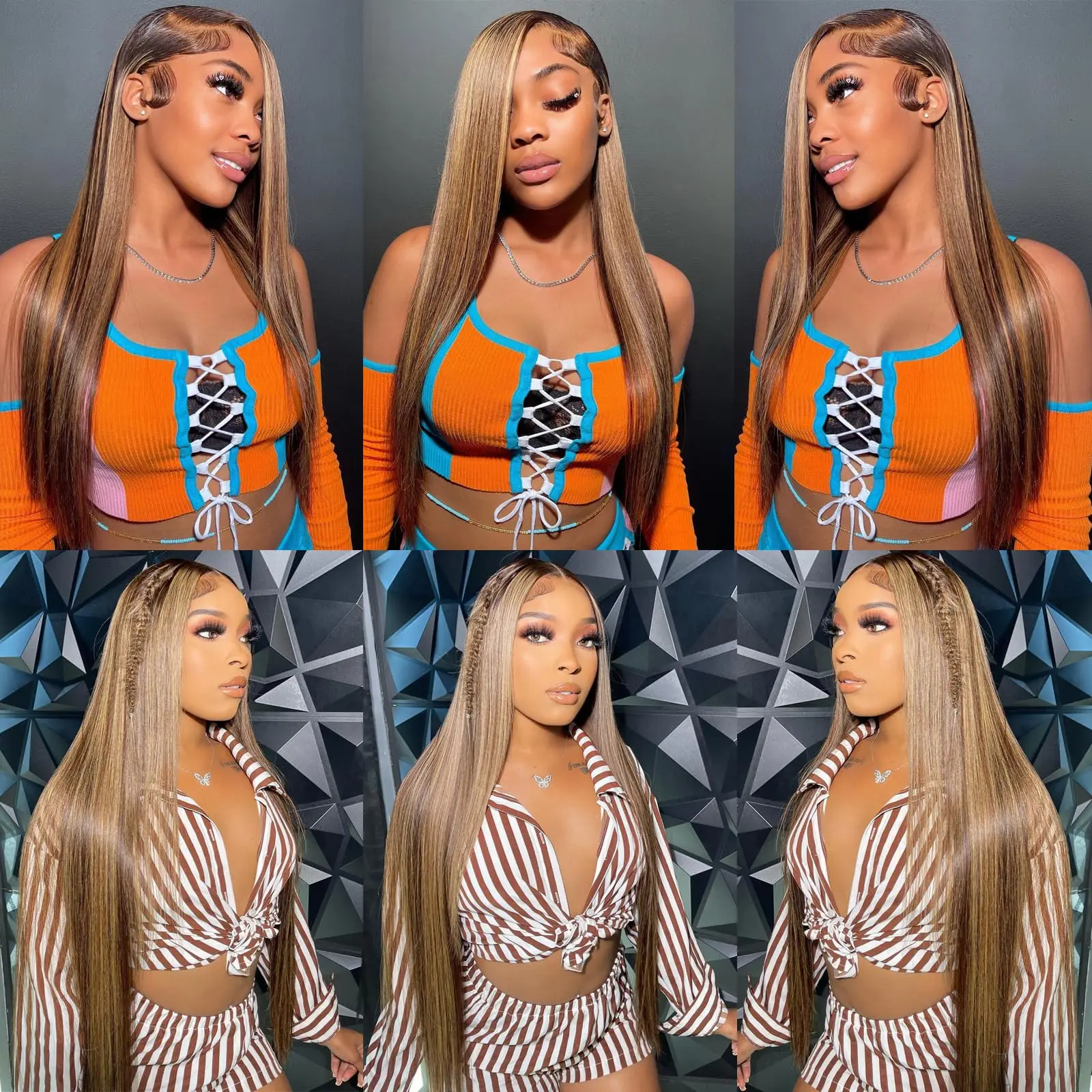 Прямой парик из натуральных волос 13x6 Hd Парик фронта шнурка 4/27 Цвет омбре Бразильский 13x4 Парики фронтальной части шнурка для женщин Предварительно выщипанные