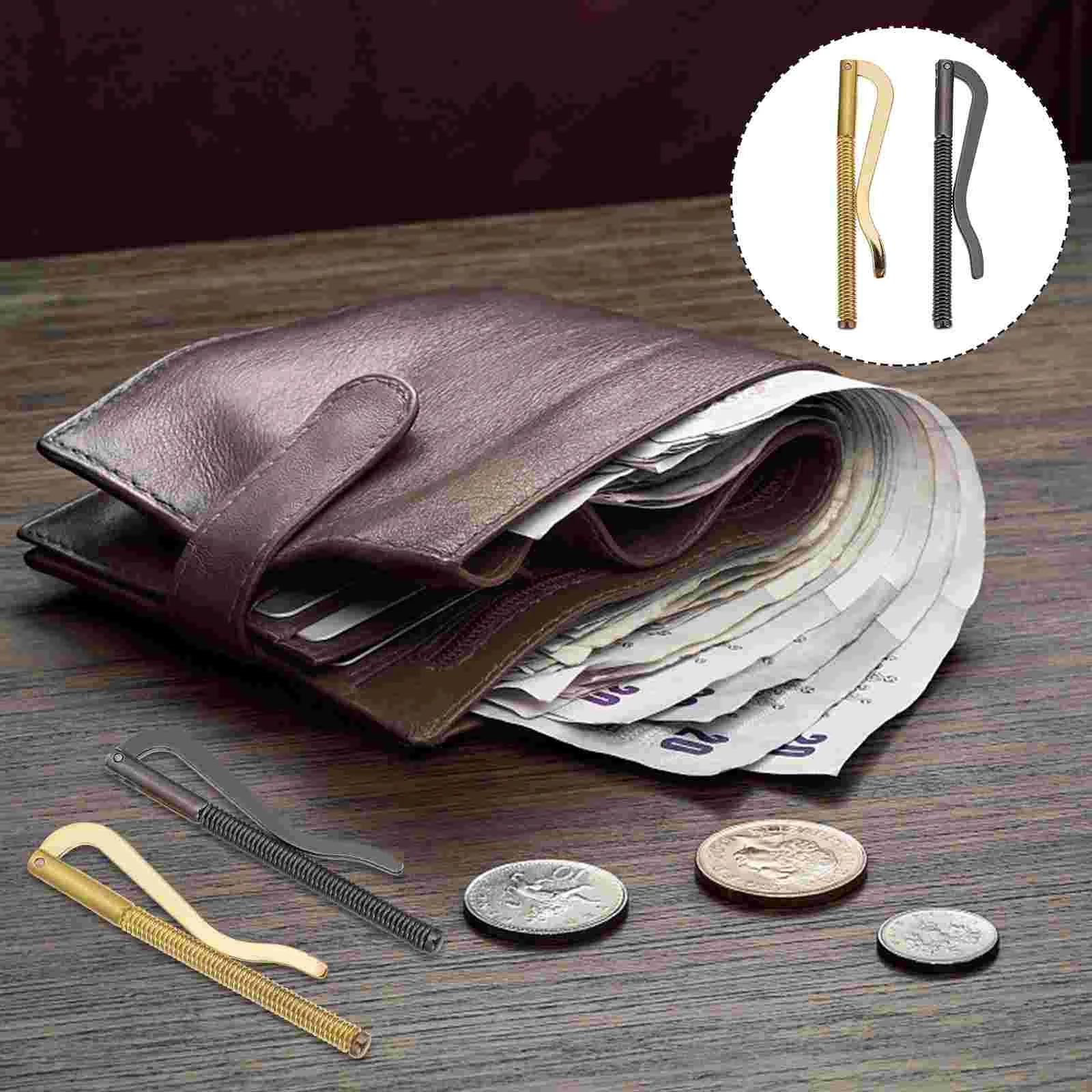 2 Pcs Accessories for Men Wallet Spring Clamp Cash Holder Bifold Clip Replace Parts Component Money Purse Man