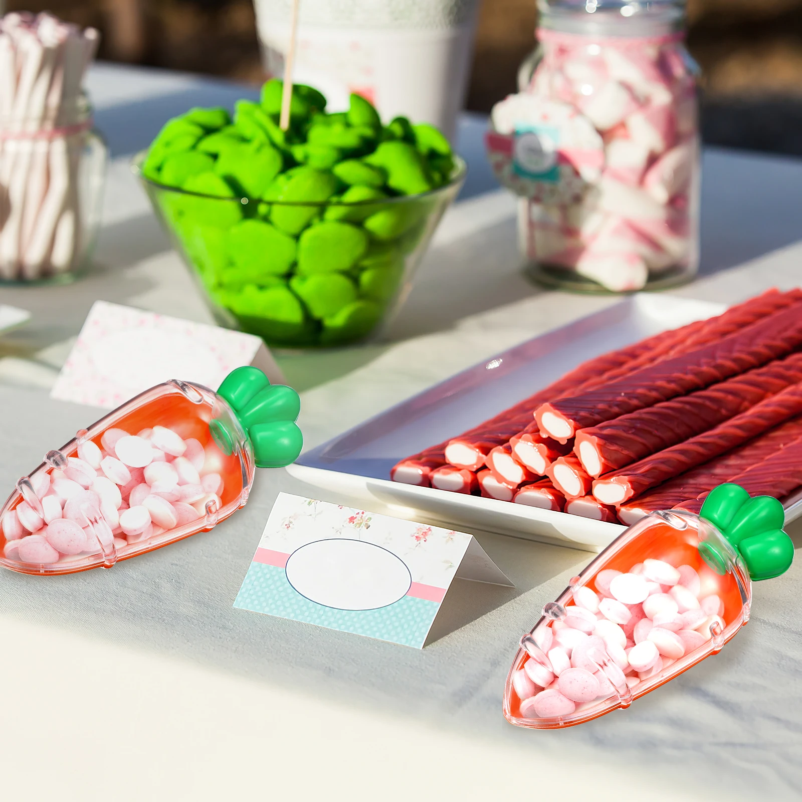 

12 Pcs Carrot Shaped Candy Boxes Bright Color Reusable Plastic Easter Gift Containers Treat Boxes for Kids Parties Birthday Baby