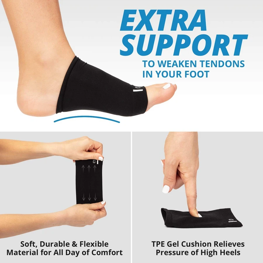 Arch Support Brace for Flat Feet 2-Pairs Plantar Fasciitis Support Brace - Compression Arch