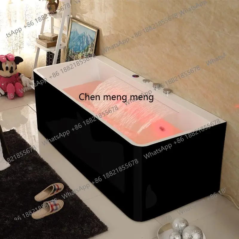 

Black small apartment household bathtub acrylic single rectangular bathtub household small size Japanese creative bathtub
