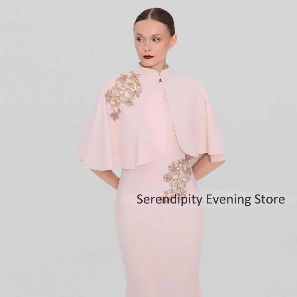 Elegante Kleider für die Brautmutter für Hochzeiten, Perlen-Umhang, hoher Kragen, Hochzeitsgast-Kleider für Frauen 2022, formelles Meerjungfrau-Kleid – Detail 4