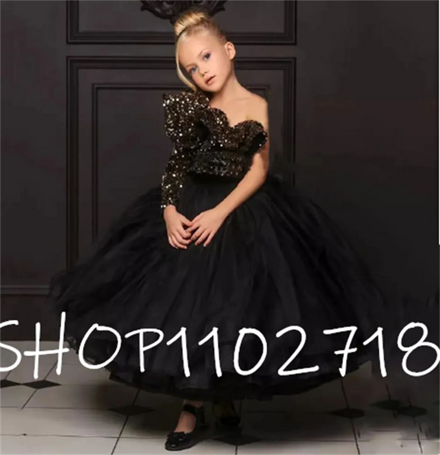 

Puffy Princess Dresses Girls Luxurious Wedding Party Gown Girls Ball Gown Elegant Party Frock For Wedding Kid Size 1-16Y