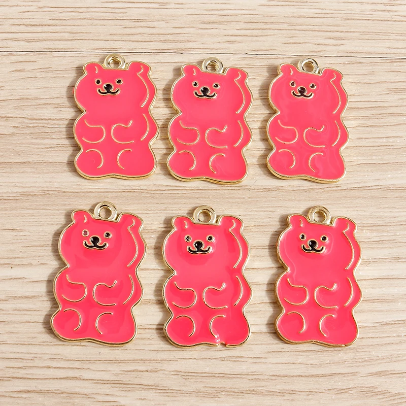 10pcs 16x26mm Cartoon Animal Charms Enamel Bear Charms Pendants for Jewelry Making Necklaces Earrings Bracelets DIY Crafts Gifts